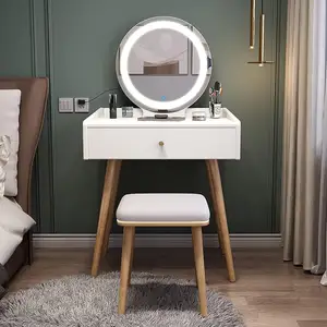 Современный деревянный туалетный столик с освещенным зеркалом, спальня, обеденный отель, домашний офис, универсальная мебель для гостиной, особенности хранения