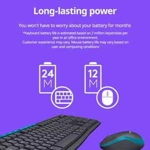 Logitech MK275 Wireless Keyboard and Mouse Set <b>Office</b> Wireless Mouse and Keyboard Set <b>Computer</b> Full Size Keyboard - Product Image 4