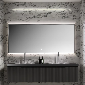 VAMA-Tocador de baño con doble lavabo montado en la pared, diseño moderno personalizado, función impermeable para hoteles - Product Image 1