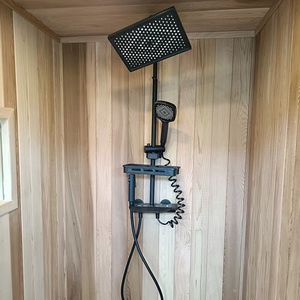 Sauna extérieur traditionnel pour 4 personnes, poêle 6 kW, sauna carré en cèdre rouge, générateur <span class=keywords><strong>de</strong></span> vapeur infrarouge lointain, avec panneau <span class=keywords><strong>de</strong></span> commande - Product Image 6