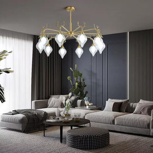Lustre en cuivre et verre, lampe LED en forme de bois de cerf, luminaire de luxe pour salon, chambre, salle à manger, hôtel, <span class=keywords><strong>café</strong></span>, décoration, suspension de plafond - Product Image 4