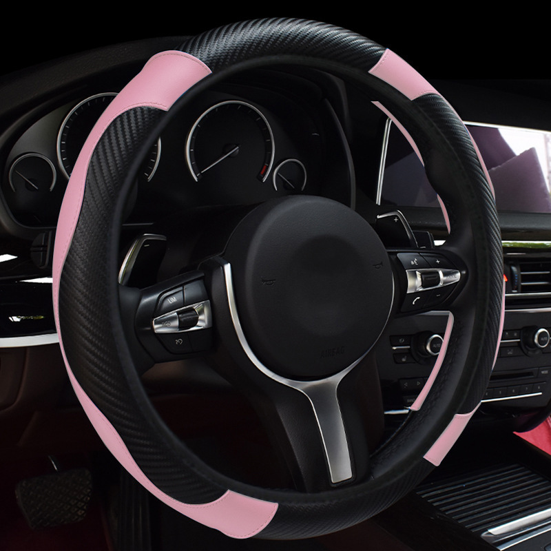 Universal 38cm Sports Design Carbon Fiber Leather Steering Wheel Cover - Xinyu Changrong Technology