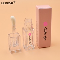Tubes de brillant à lèvres en gros, tubes vides à marque privée pour huile à lèvres avec grande brosse, tubes vides en plastique transparent avec boîte