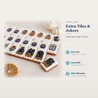 Jeu de Mahjong d'Halloween avec tuiles violettes scintillantes aspect céramique, kit de jeu complet avec supports, cartes et dés, coffret cadeau