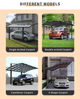 Auvent de stationnement résidentiel et public abri d'auto conception unique 10x20 aluminium polycarbonate toiture cadre métallique Alluminio
