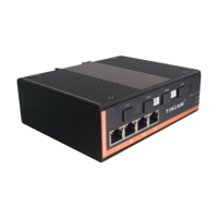 TiNCAM 10/100Mbps 4 SC Fiber Port 4 Ethernet Port OEM SM Simplex 20KM Din struktur rel untuk FTTH Industrial Network Switch