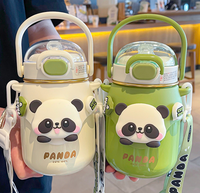 Tasse à eau pour enfants école d'été Pot à boire nouvelle saison Panda paille grande capacité Portable gros ventre tasse d'isolation thermique