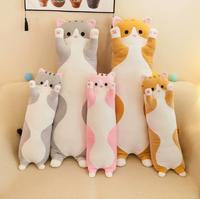 Adorable oreiller cylindrique en peluche chat, poupée longue pour personne paresseuse, jouet pour le sommeil, pour les ventes internationales