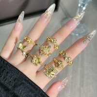 YL cincin Vintage Retro wanita, jari emas, mewah, bagian atas, membuka kawat yang indah