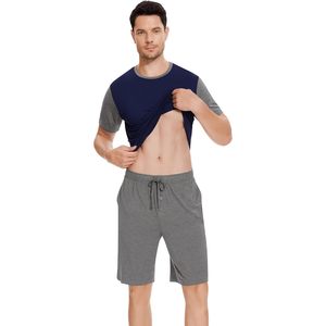 Ensemble de pyjama pour homme en viscose de bambou à manches courtes, vêtements de nuit rafraîchissants, doux et respirants, avec poches, pour l'été - Product Image 2