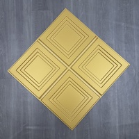 Plaque de plafond décorative en PVC plastique à encastrer, 3D PVC 30X30 cm, panneaux de plafond mats dorés en PVC plastique pour murs et plafonds