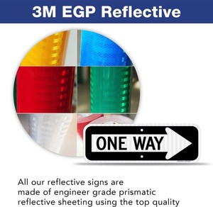 <span class=keywords><strong>Panneau</strong></span> de signalisation unidirectionnel réfléchissant en aluminium, 18x6 pouces, flèche droite, pour rue et intersection - Product Image 3
