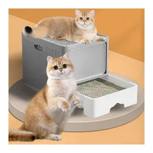 Với diệt khuẩn Đèn mèo hộp có thể gập lại hoàn toàn kèm theo nhà vệ sinh Vật nuôi loại ngăn kéo PP giật gân bằng chứng dễ dàng để làm sạch mèo poop lưu vực