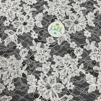 Tissu en dentelle Chantilly transparent à sequins, broderie florale 3D gaufrée, aspect gaufré premium, cordon blanc, pour mariage