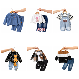 Venta al por mayor de lotes surtidos de sudaderas y pantalones vaqueros para niños y niñas, mezcla aleatoria, China - Product Image 1