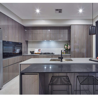Menuiserie personnalisée Armoires modernes pour toute la maison Ensemble d'armoires de cuisine de rangement de cuisine de salle de bain noir avec îlot