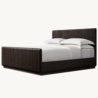 Lit King Size de Luxe Rhoohill, Style Américain, Fabriqué à la Main en Bois d'Orme Recyclé, Cadre de Lit Queen Size de Haute Qualité pour Chambre à Coucher