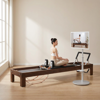 Équipement de Pilates Commercial et de Fitness en Bois de Noyer pour la Maison, Reformer de Pilates, Écran LCD Portable