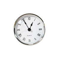 Insert Jam Quartz 80mm Bezel Perak Dial Putih Angka Romawi Jarum Detik Hitam Resin Plastik DIY Dekorasi Rumah Dioperasikan dengan Baterai