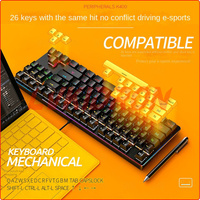 Keyboard 87 kunci mekanis, kabel USB ergonomis dengan lampu latar untuk komputer PC, Set up, Gamer Gaming
