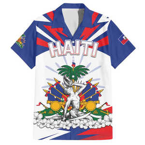 Camicia Hawaiana Personalizzata per il Mese del Patrimonio di Haiti, Nero Marrone con Ibisco, Camicia a Maniche Corte Personalizzata per la Festa dell'Indipendenza di Haiti - Product Image 1