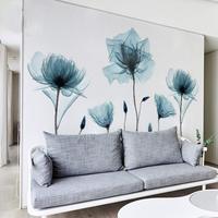 Autocollant mural en PVC imperméable personnalisé à motifs floraux, autocollant mural botanique amovible, autocollant mural à peler et coller, aquarelle, lotus, pissenlit