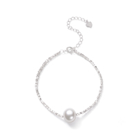Bijoux de mode en gros personnalisés, bracelet en argent sterling 925 avec perles d'eau douce, cadeau pour fille, femme, anniversaires