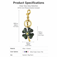 Porte-clés Trèfle à Quatre Feuilles en Strass, Breloque de Sac Vintage Porte-Bonheur, Pendentif Fleur, Cadeau pour Femme, Prêt à Expédier