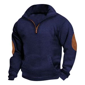 Pull cardigan décontracté à manches longues pour homme, printemps automne, motif uni, grande taille, 100% polyester, col mandarin - Product Image 6
