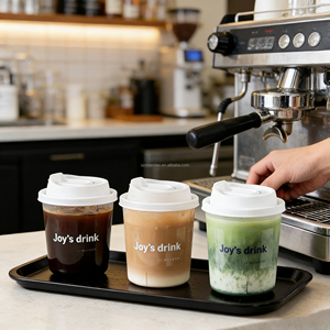 Tasses à café jetables en plastique PP dur Smoothie Matcha avec couvercles de 500ml 16oz avec logo personnalisé en gros - Product Image 5