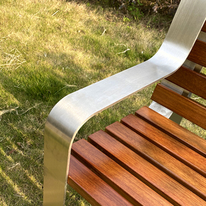 Banco para exteriores de nuevo diseño, asiento de acero inoxidable con marco de madera maciza, duradero para parques, plazas públicas, banco para niños, asiento de jardín - Product Image 4