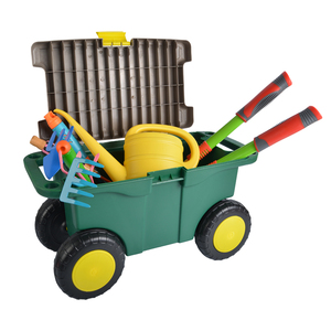 Tabouret de jardinage VERTAK avec roulettes pour le désherbage et la plantation, bac de rangement roulant avec siège-banc et plateau <span class=keywords><strong>à</strong></span> outils intérieur - Product Image 4
