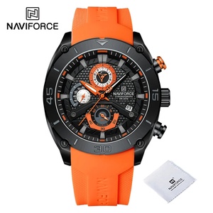 Montre NAVIFORCE décontractée, robuste et étanche pour homme, montre-bracelet sport à quartz, bracelet en silicone souple créatif, chronographe pour garçon - Product Image 1