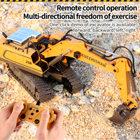 Jouets d'excavatrice RC en alliage à 11 canaux, 1:20, 2.4G, véhicule d'ingénierie télécommandé avec lumière et musique, cadeau d'anniversaire, chargeur inclus