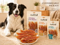 Friandises pour chiens en gros de l'usine OEM ODM : Poitrine de poulet et de canard séchées naturellement, collation protéinée sans céréales pour digestion sensible