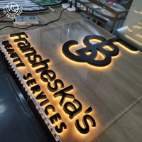 Enseigne commerciale 3D en lettres cannelées, logo pour bureau, intérieur/extérieur, enseigne commerciale rétroéclairée en lettres cannelées, logo mural
