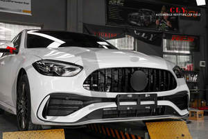 Grille de <span class=keywords><strong>calandre</strong></span> UKISS pour Benz Classe C 2022 W206 C200 C260 C300 Facelift C63 <span class=keywords><strong>AMG</strong></span> Grille <span class=keywords><strong>GTR</strong></span> Chrome Argent Noir - Product Image 4
