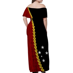 Vestido Largo con Hombros Descubiertos <span class=keywords><strong>de</strong></span> Papúa Nueva Guinea para el 47.º Aniversario <span class=keywords><strong>de</strong></span> <span class=keywords><strong>la</strong></span> Independencia - Vestidos Largos sin Tirantes Motu Revareva para Niñas - Product Image 2