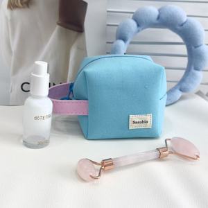 Custom Logo 4" Mini Cute Coin Purse Cotton <b>Wallet</b> Candy Color Cosmetic Bags Square Makeup Bag With Metal Ring - Product Image 1