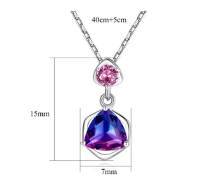 S925 Sterling Silver Triangle Necklace Minimalist Delicate Women Necklace Custom Cut Purple Zircon Rainbow <b>Stone</b> Pendant - Product Image 6