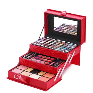 OEM high quality three layer makeup case DIY eyeshadow + powder + lip gloss makeup set