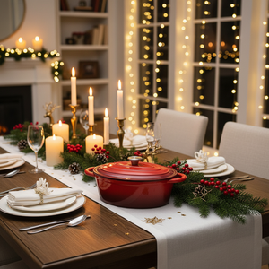 Casseroles de cuisine en <span class=keywords><strong>fonte</strong></span> émail, accessoire de rôtissoire à forme ovale et rouge, avec couvercle, nouveaux modèles de 4,5qt - Product Image 2