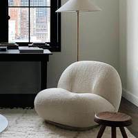 Fauteuil Cloud Lazy Sofa individuel en forme de poire, revêtement en laine d'agneau, sans assemblage requis, blanc, design minimaliste moderne, petit modèle.