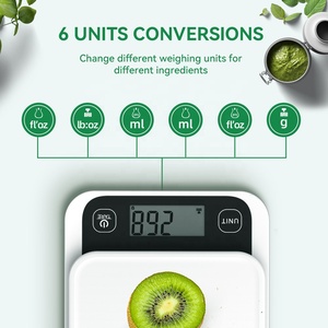 <span class=keywords><strong>Balance</strong></span> alimentaire intelligente en plastique alimentée par batterie avec précision <span class=keywords><strong>de</strong></span> 0,1 g et connectivité via application pour la <span class=keywords><strong>cuisine</strong></span> et l'usage domestique - Product Image 4