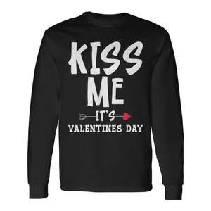 Camiseta de manga larga Kiss Me It's Valentines Day, camiseta para el día de San Valentín - Product Image 1
