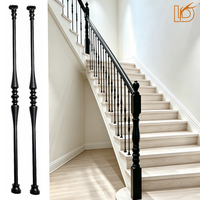 Balustre en fer forgé rond, design moderne, doré et noir, avec accessoires pour rampe d'escalier intérieure en métal