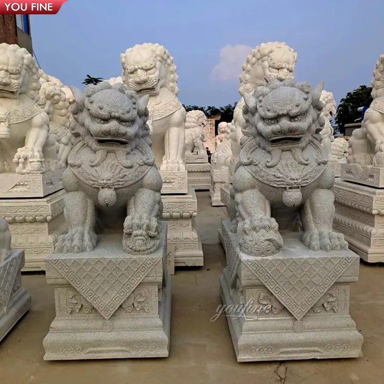 Уличная садовая китайская Гранитная Скульптура для собаки, античная мраморная статуя льва