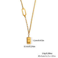 Collier pendentif tendance de luxe en acier inoxydable plaqué or 18 carats, chaîne à maillons, design minimaliste pour femme, cadeau d'anniversaire