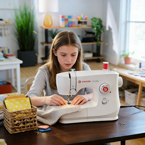 <span class=keywords><strong>Machine</strong></span> à coudre électrique <span class=keywords><strong>SINGER</strong></span> M1255, pratique, économique, idéale pour les débutants, petite et simple d'utilisation, très vendue. - Product Image 1