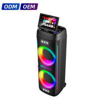 Speaker Trolley Karaoke Pintar Layar Sentuh Nirkabel untuk Sistem Audio Dual Woofer Lampu RGB Baterai Outdoor Dukungan OEM ODM
